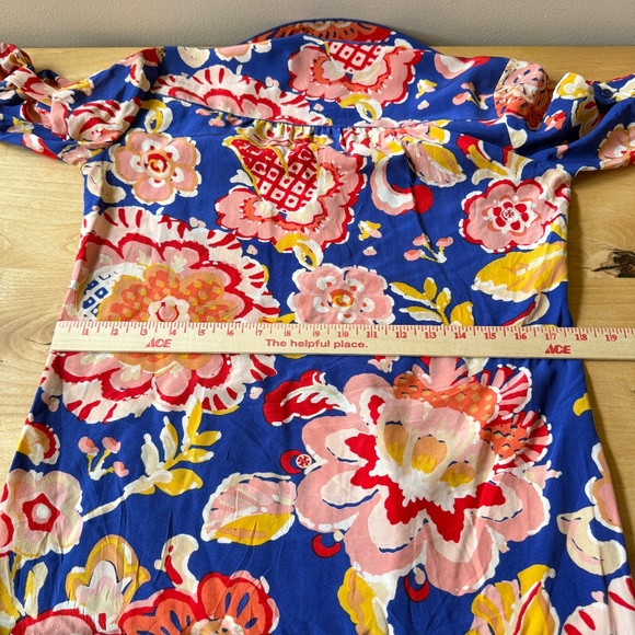 TORY BURCH SHIRT SILK BUTTON FRONT FLORAL ROLL TAB SLEEVE CHEST POCKET VIBRANT 4 - Picture 11 of 13